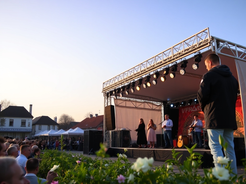 Śmiejący się ludzie na ulicach Głowna podczas świętowania Prima Aprilis, tradycyjny dzień żartów i dowcipów w Polsce